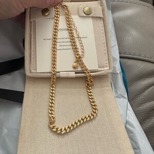 Mayamar 24K Gold Plated Curb Chain‎ Choker Necklace NWT